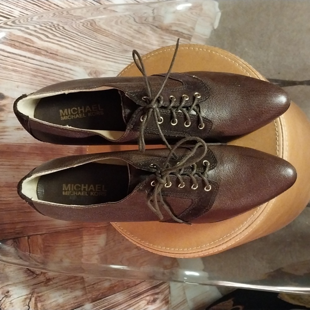 Michael Michael Kors women leather platform stiletto heeled Oxford shoes